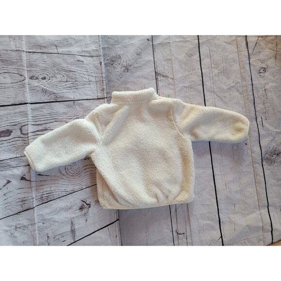 Uniqlo Sherpa Fleece Jacket Baby 12-18month Off White Full Zip Pocket Outdoor - Picture 6 of 6